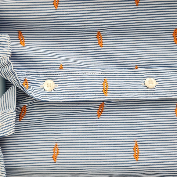 Scotch & Soda blue pinstripe button down shirt, size small - Picture 6 of 9